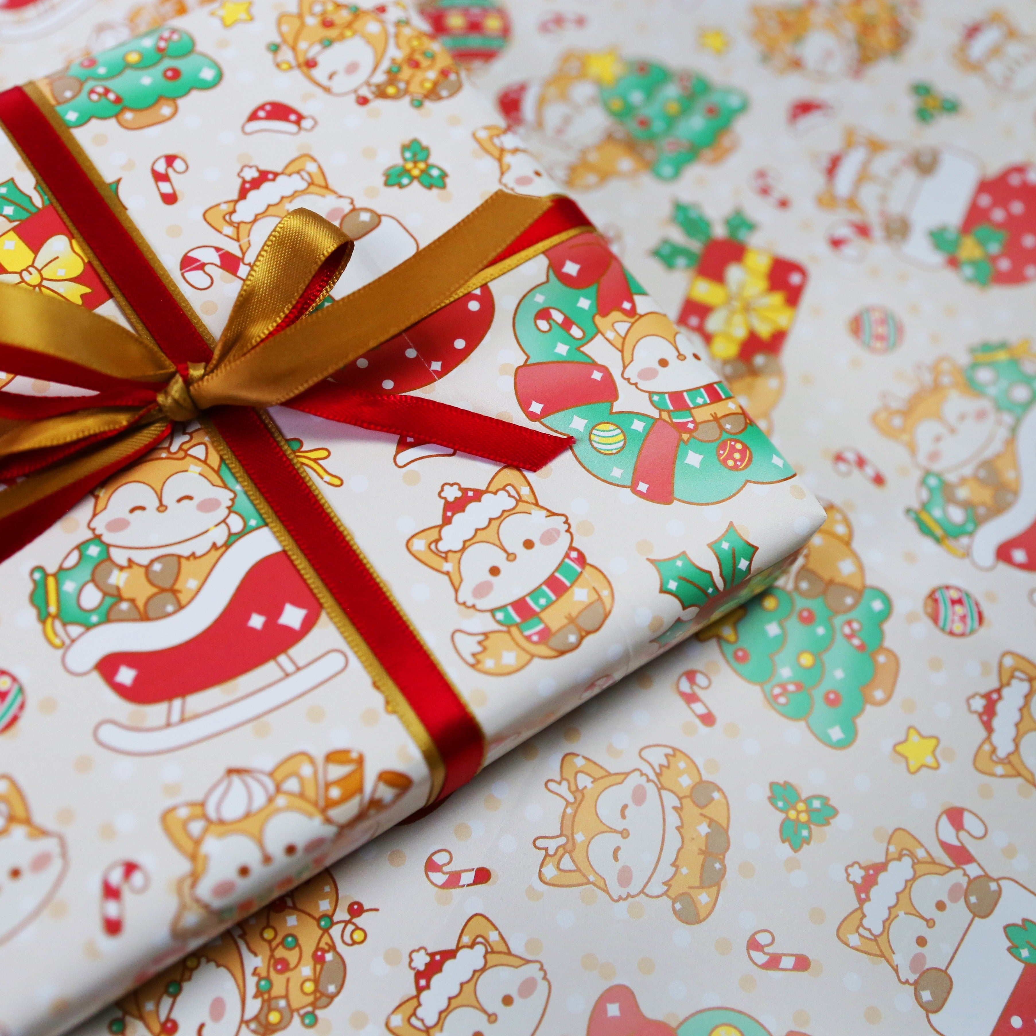 Cute Festive Fox Gift Wrapping Kit
