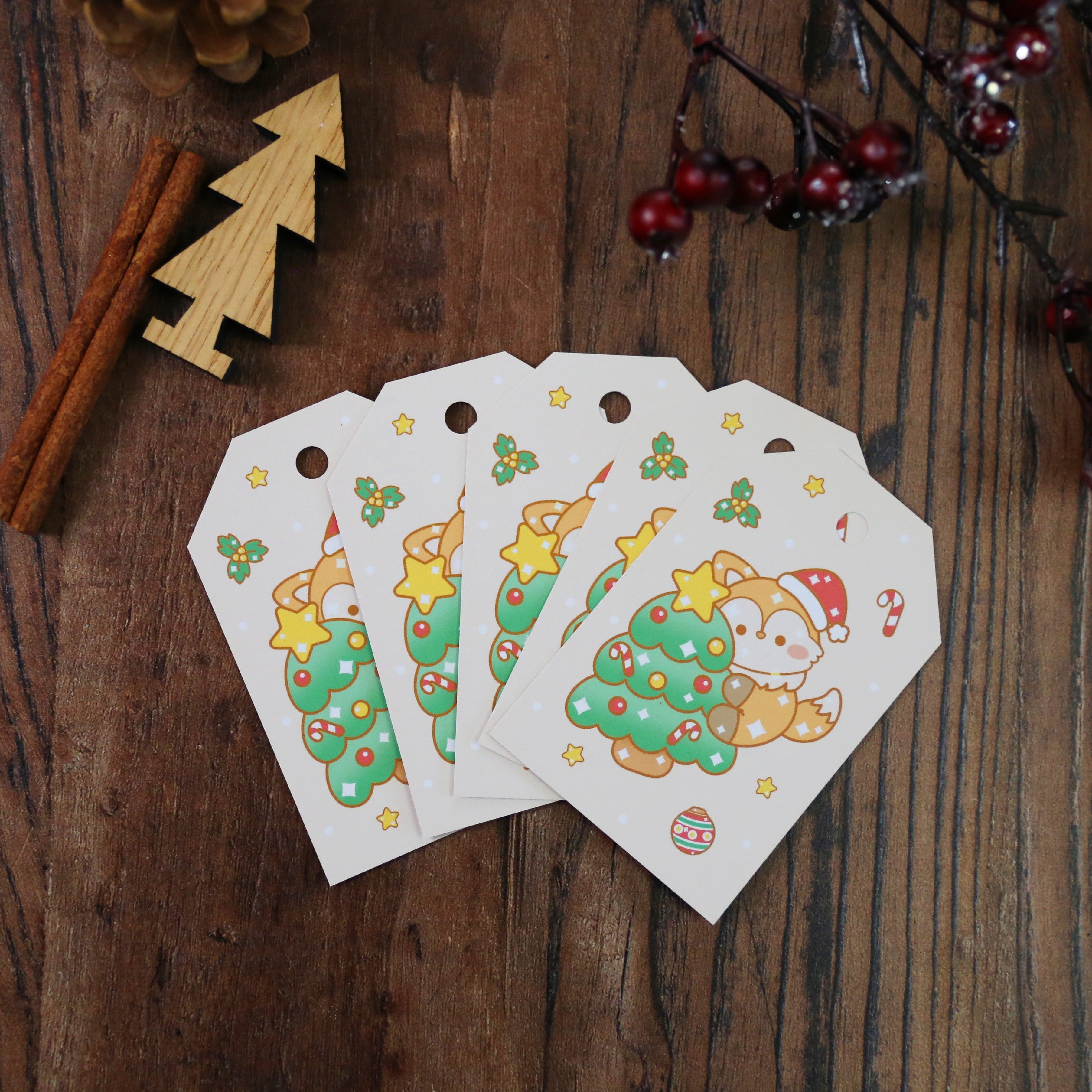 Cute Festive Fox Gift Tags