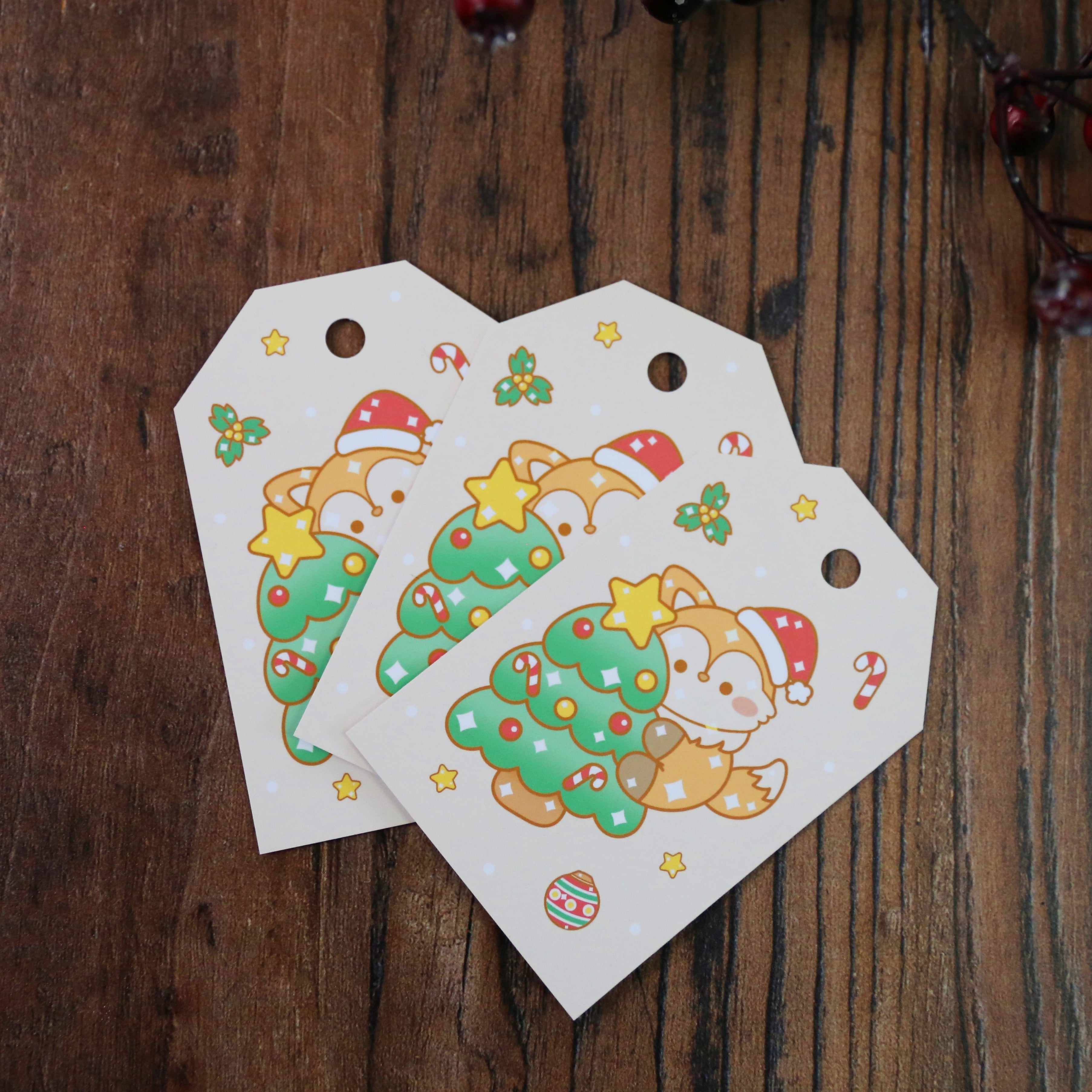 Cute Festive Fox Gift Tags