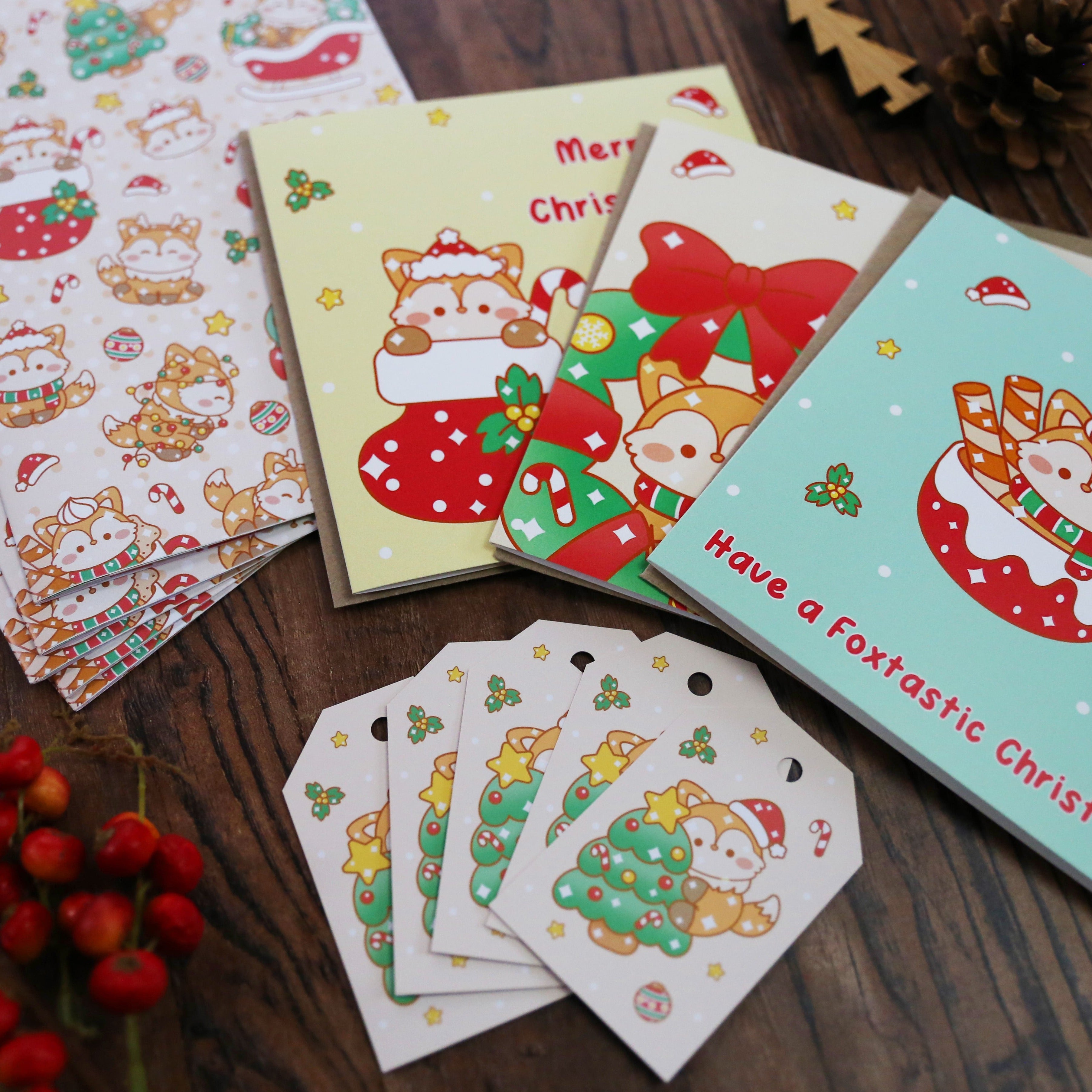 Cute Festive Fox Gift Wrapping Kit