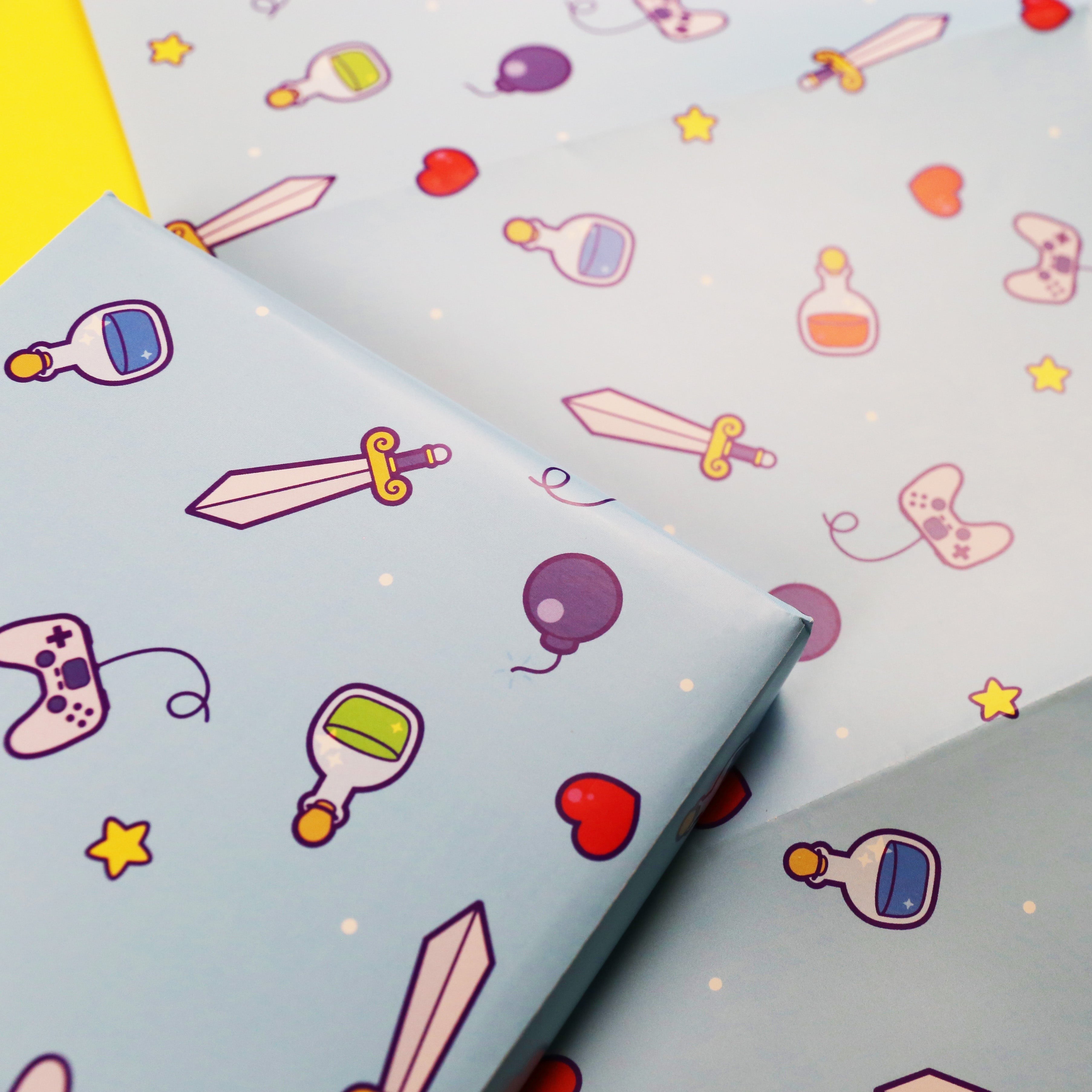 Blue Videogame Inspired Wrapping Paper