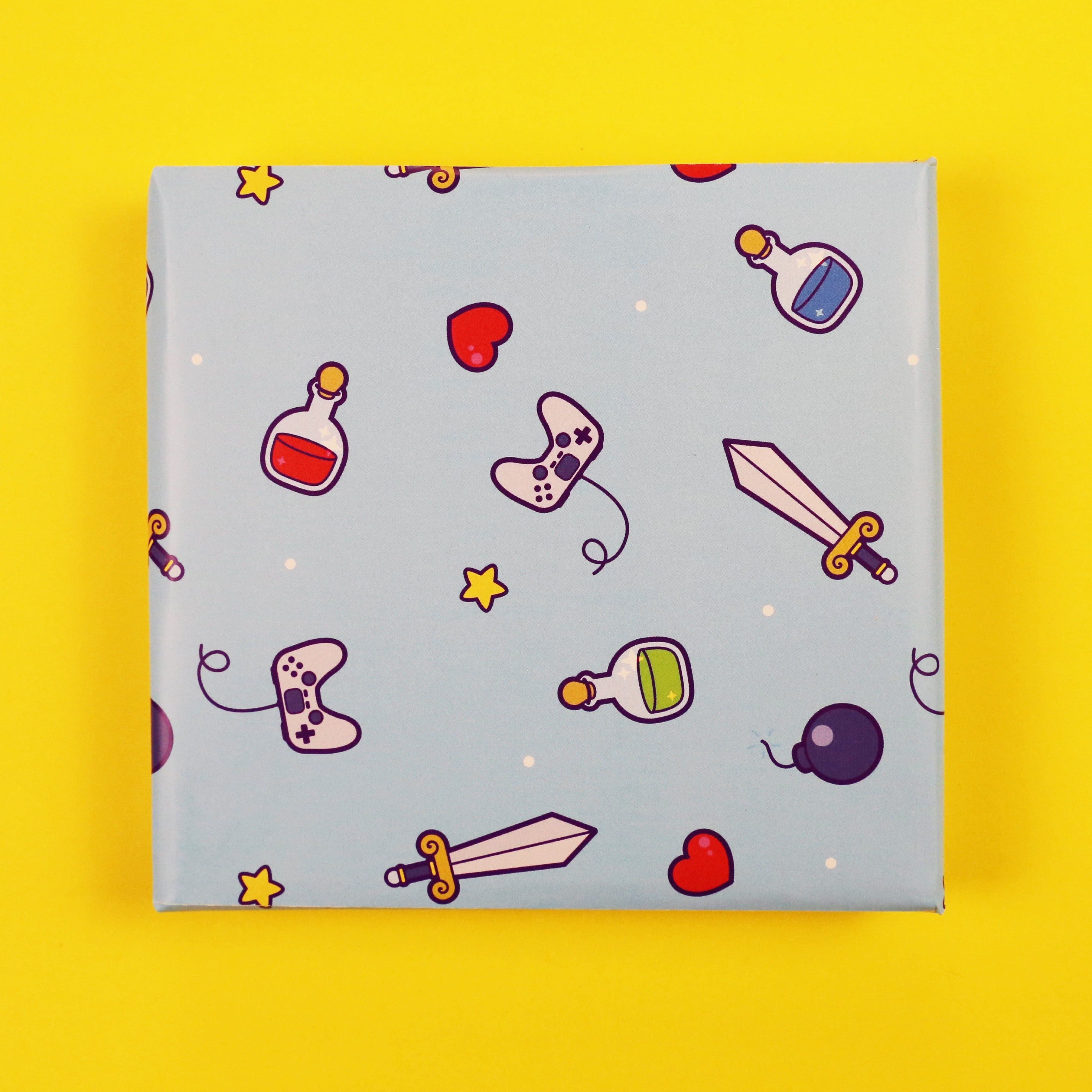 Blue Videogame Inspired Wrapping Paper