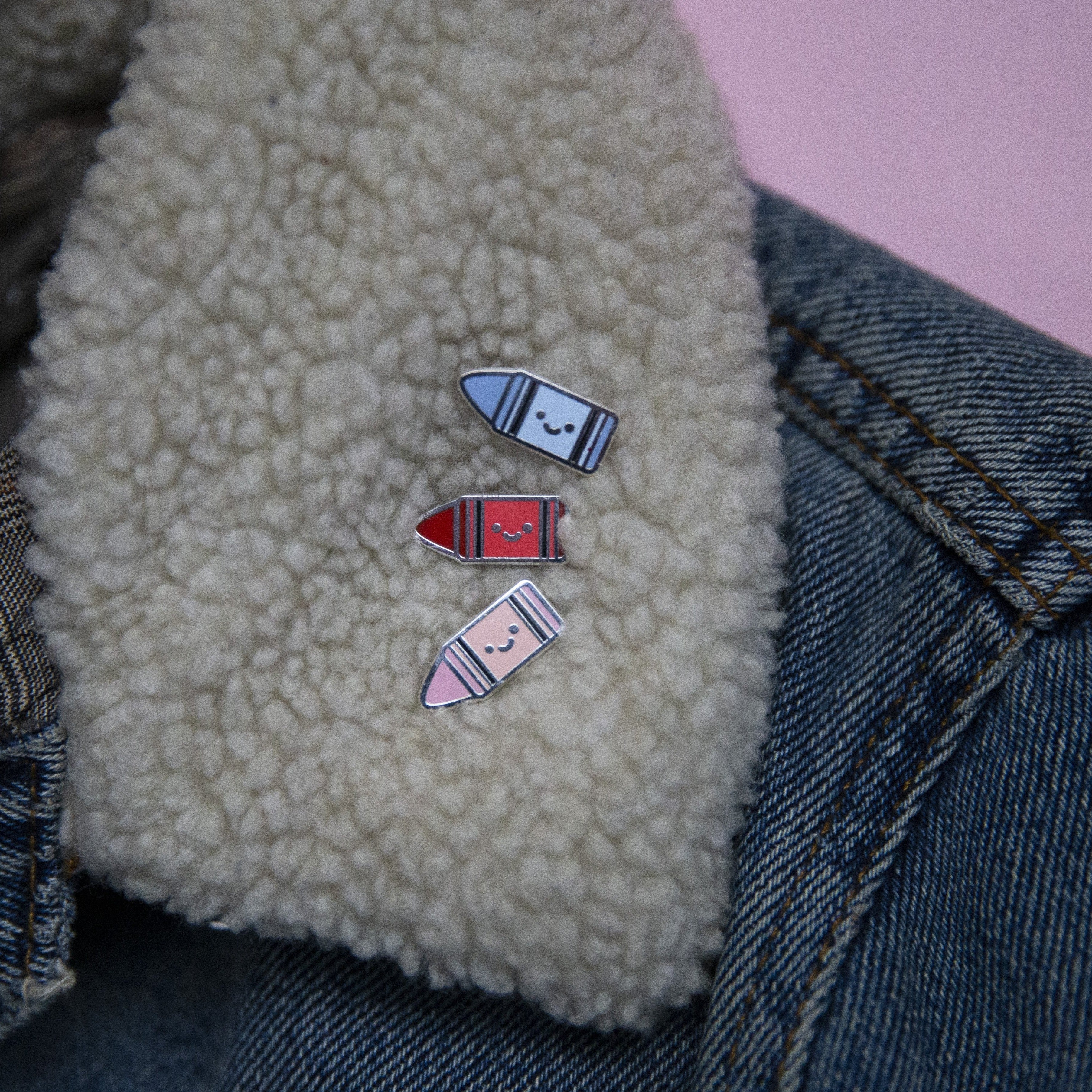 Cute Mini Crayon Enamel Pin Set