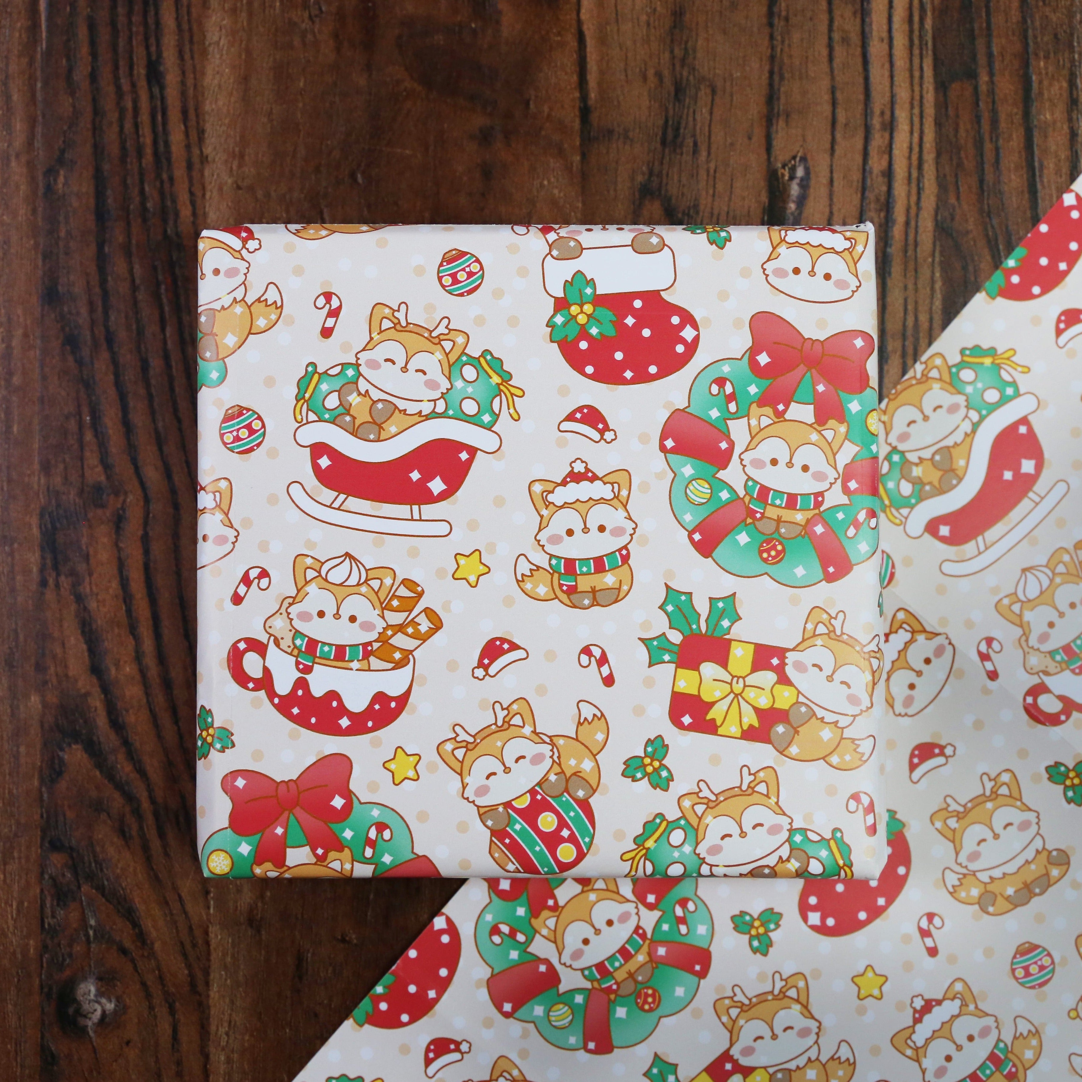 Cute Festive Fox Wrapping Paper