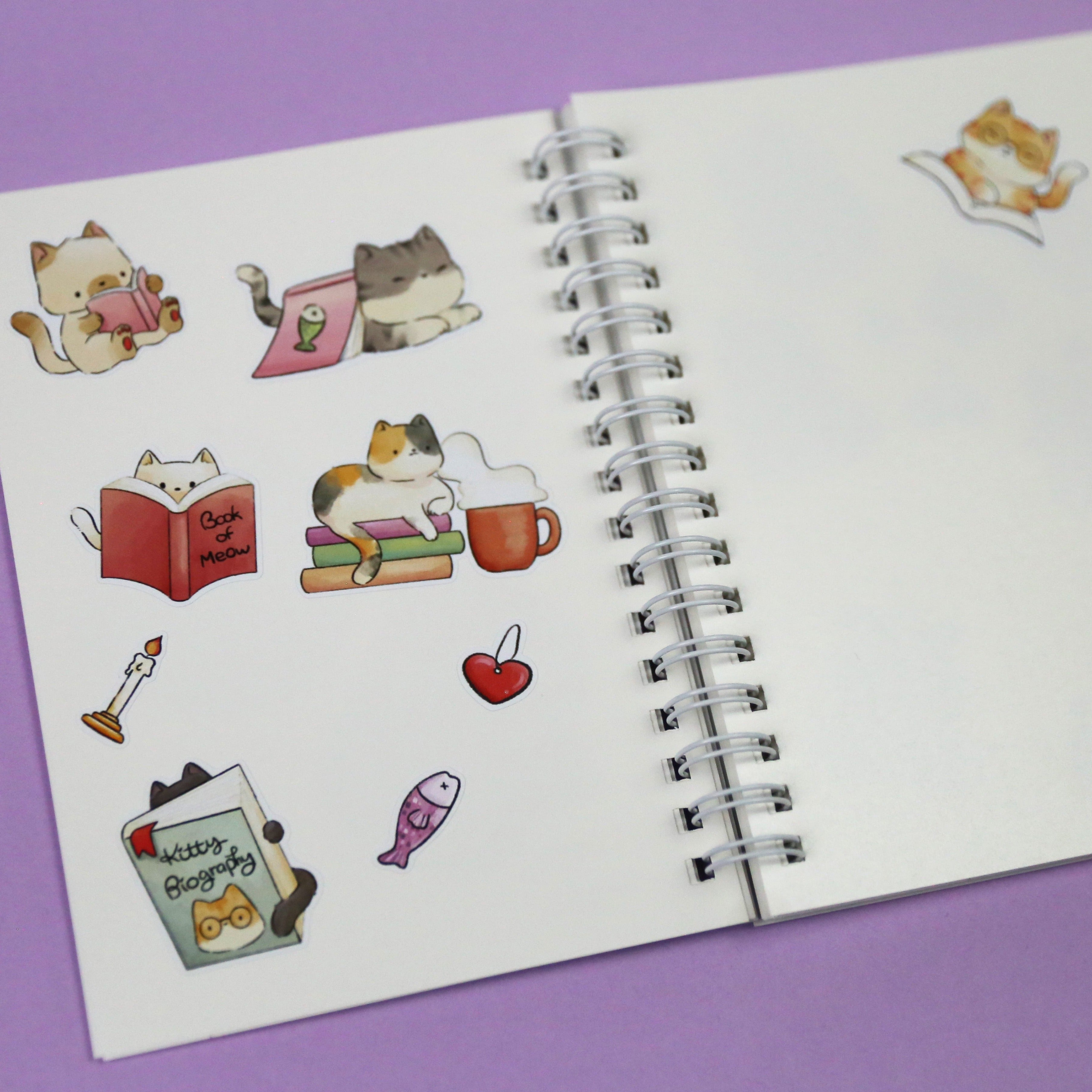 Cats and Books Sticker Sheet