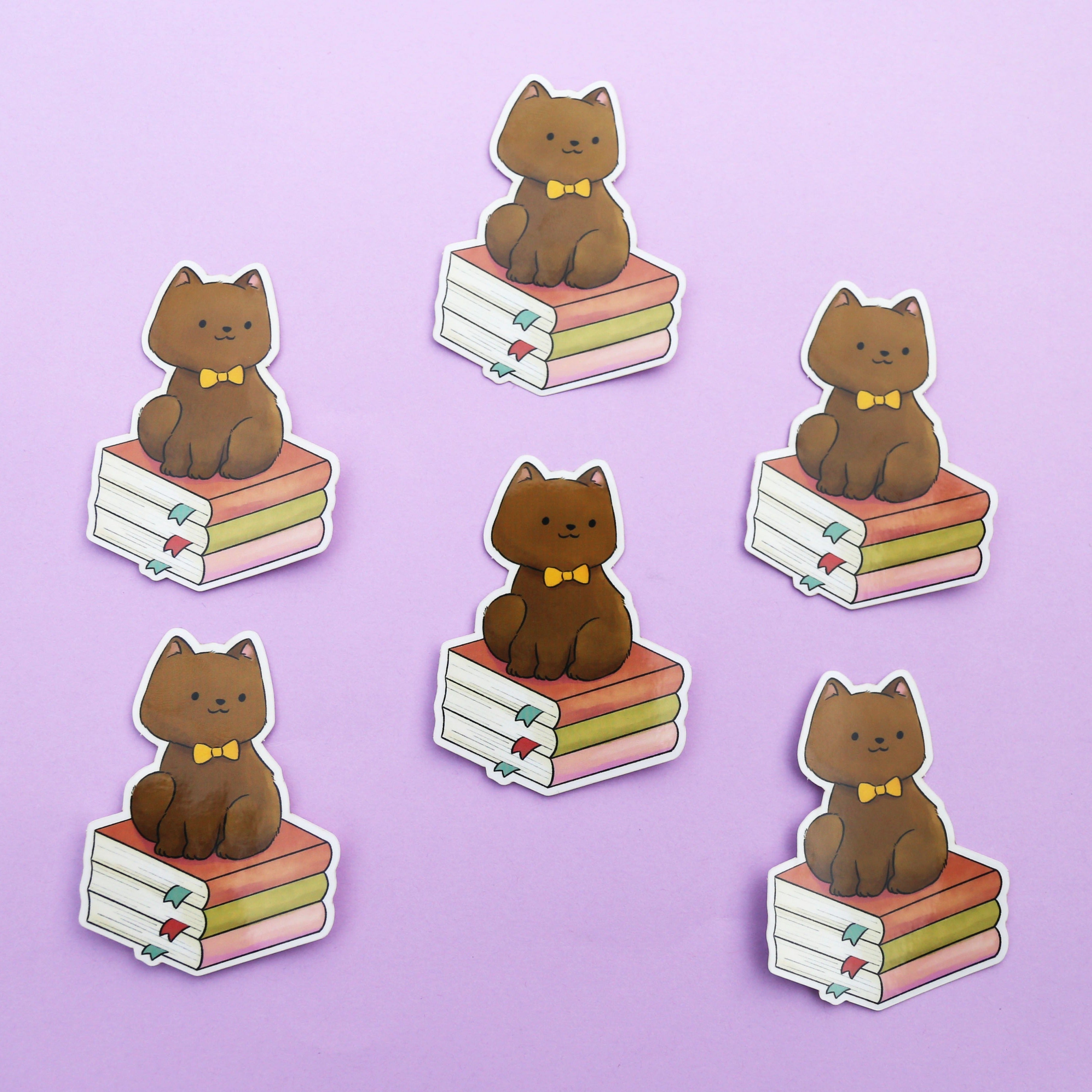 Cat Sitting on Books Transparent Vinyl Sticker