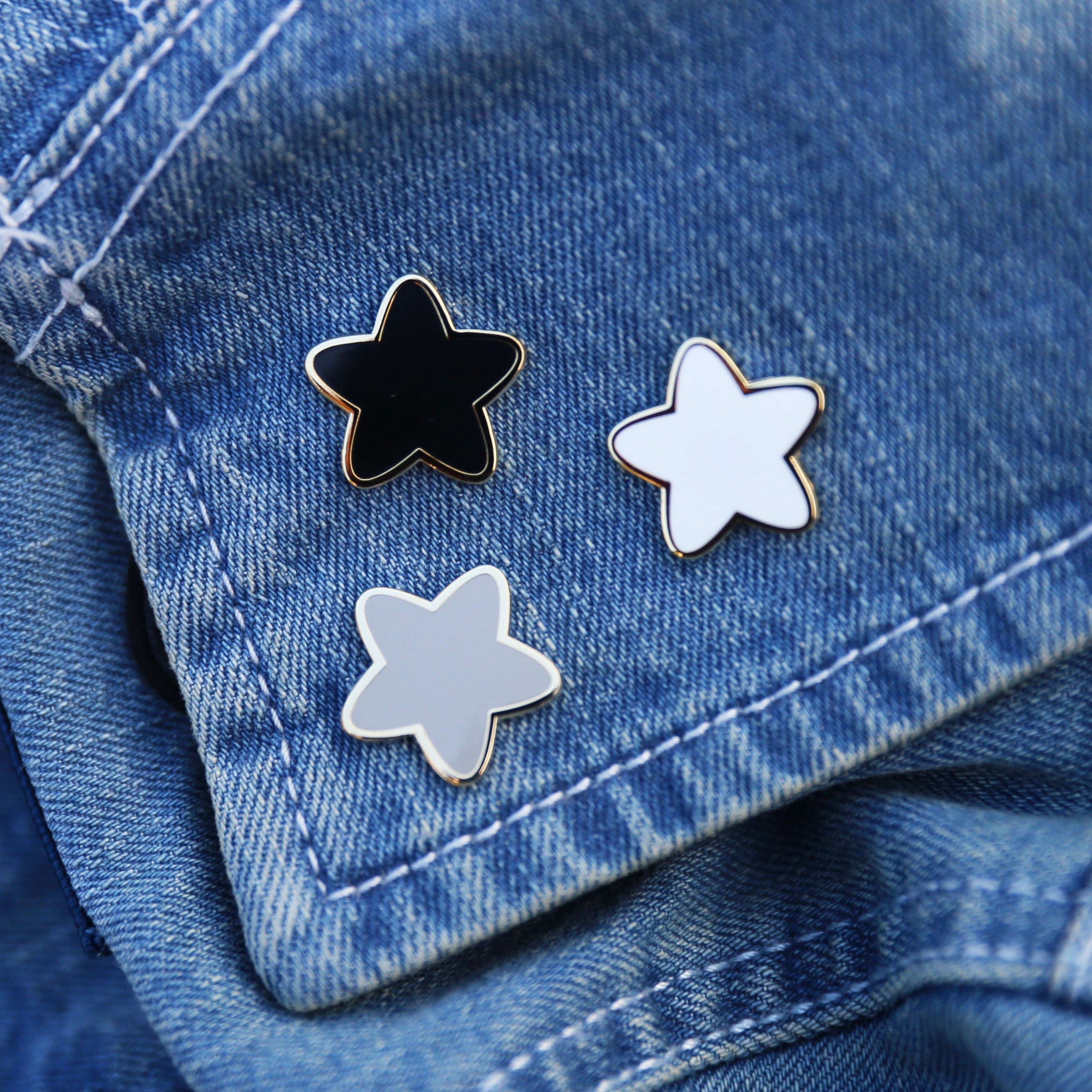 Cute Star Monochrome Enamel Pin Set